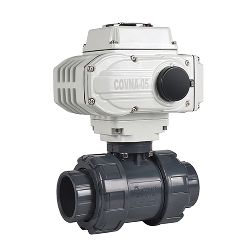 Electric Plastic 3 Way True Union Ball Valve with Actuator | COVNA